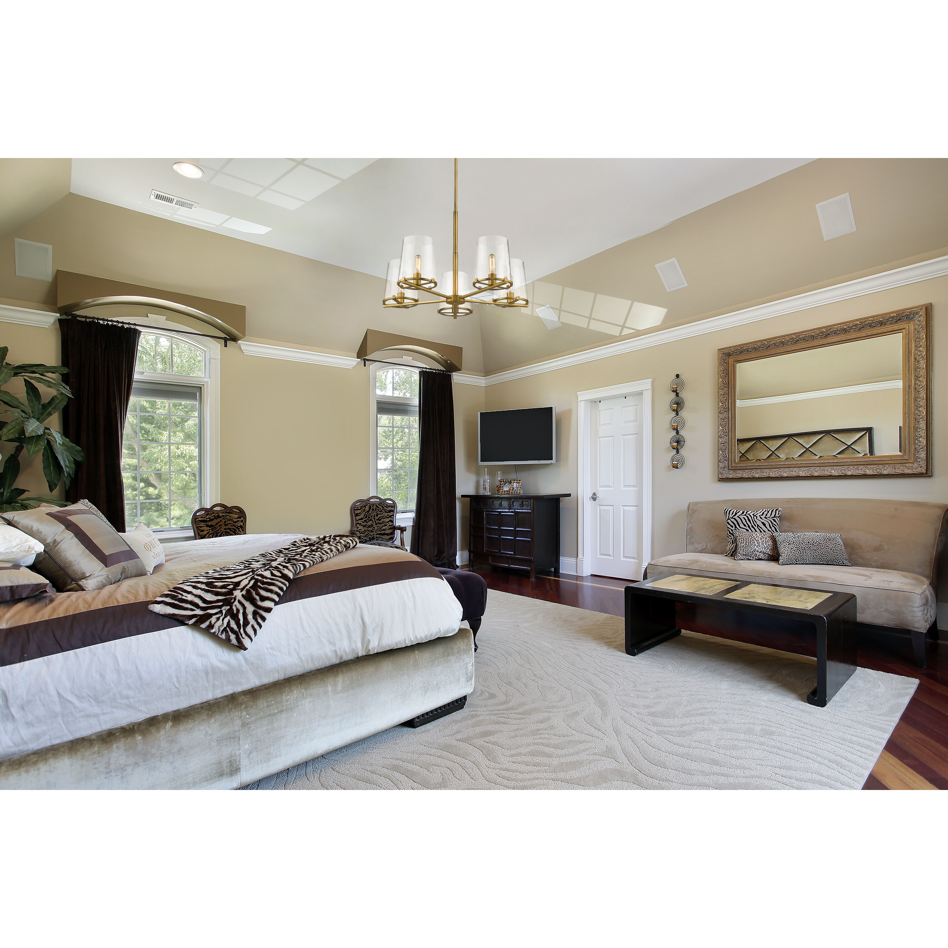 Callista 5 Light 33 inch Rubbed Brass Chandelier Ceiling Light