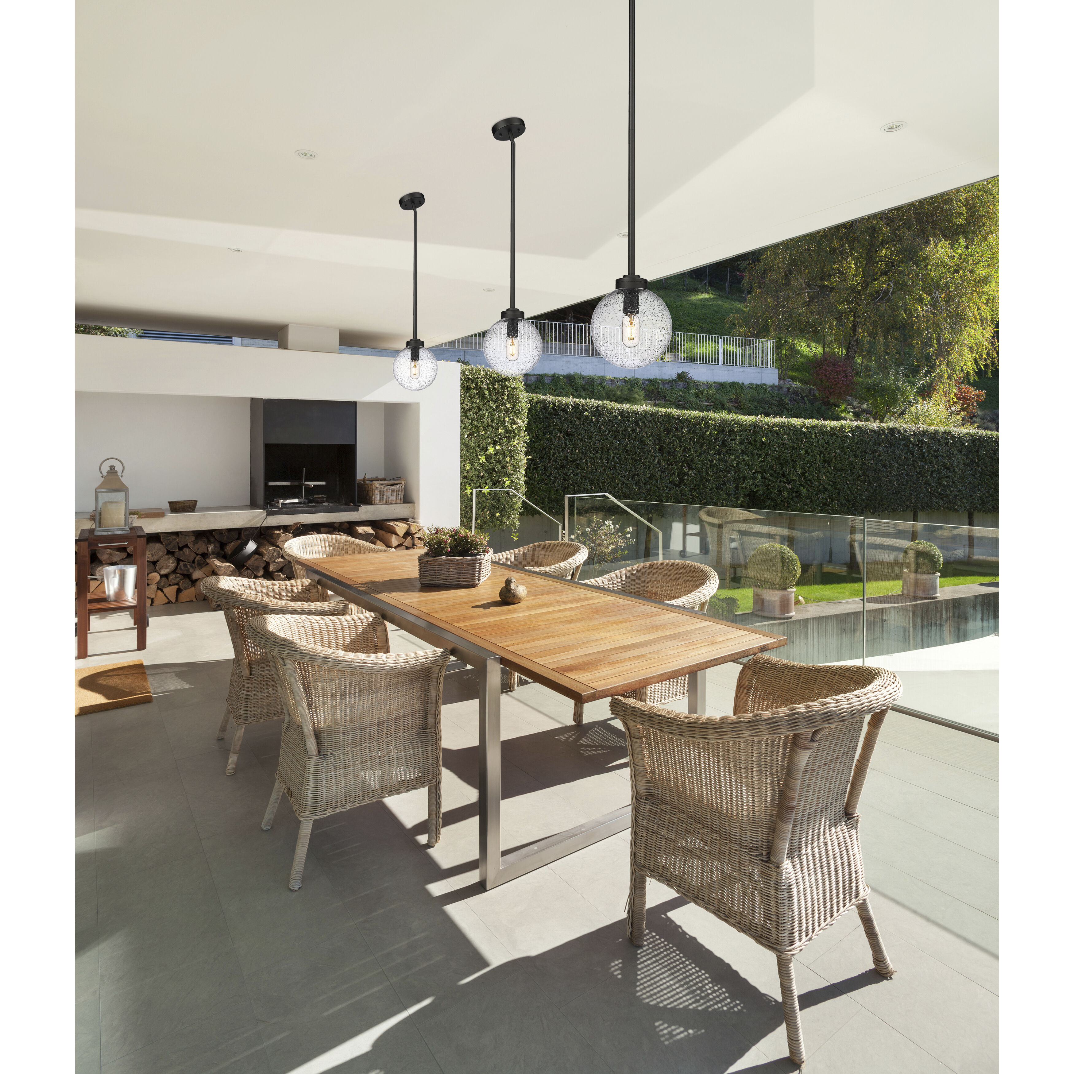 Laurent 1 Light 8 inch Black Outdoor Pendant