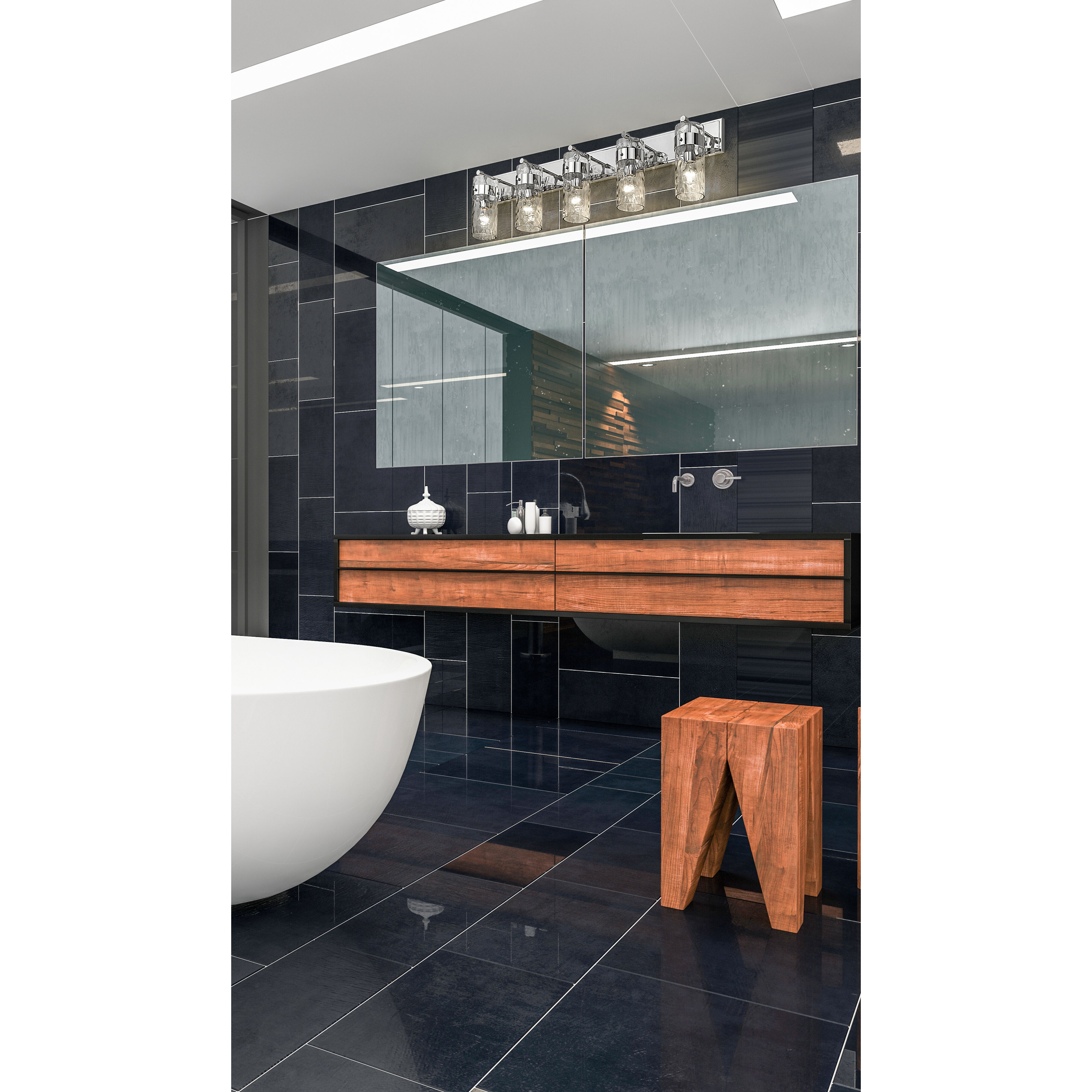 Fontaine 5 Light 44 inch Polished Nickel Vanity Wall Light