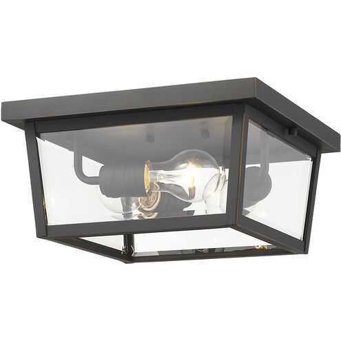 Beacon 3 Light 12 inch Oil Rubbed Bronze Outdoor Flush Mount