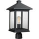 Portland 1 Light 19 inch Black Outdoor Post Mount Fixture in Clear Beveled Glass, 6.06