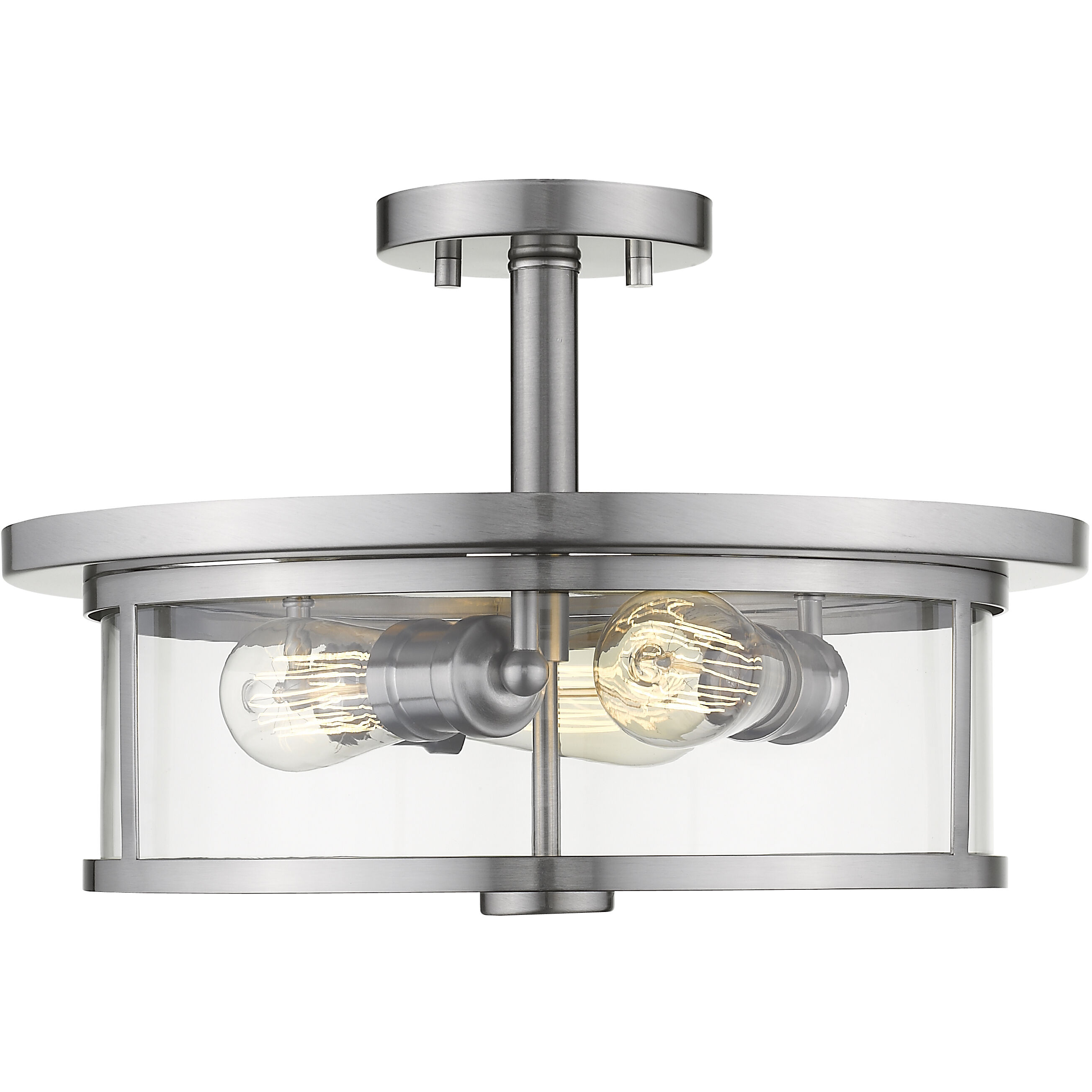 Savannah 3 Light 15.75 inch Brushed Nickel Semi Flush Mount Ceiling Light