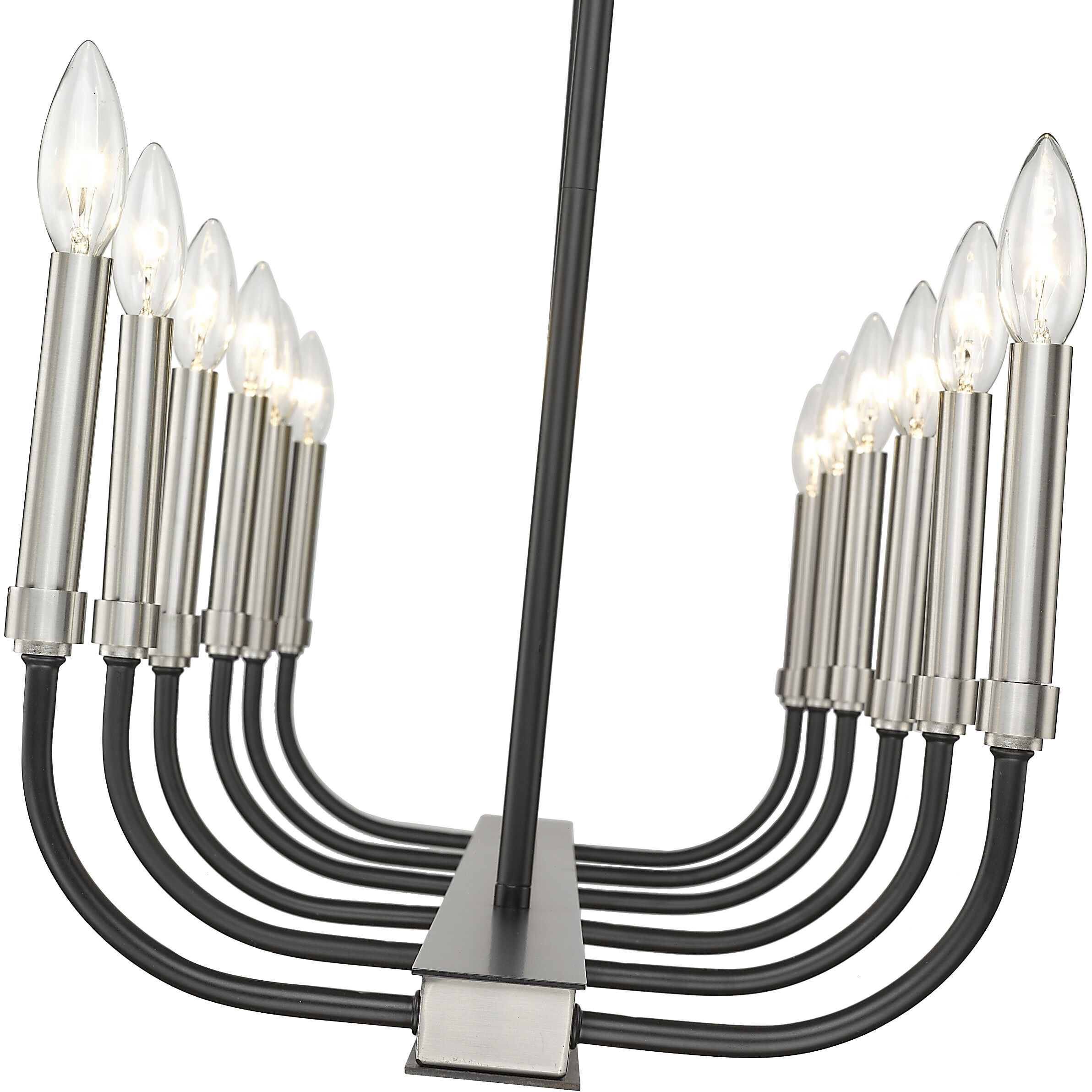 Haylie 12 Light 56 inch Matte Black and Brushed Nickel Linear Chandelier Ceiling Light