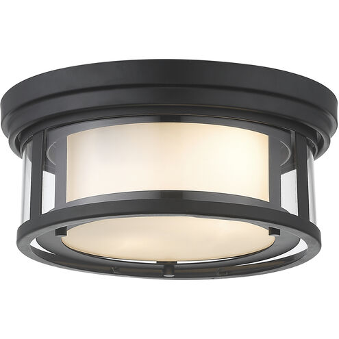 Willow 2 Light 12 inch Matte Black Flush Mount Ceiling Light