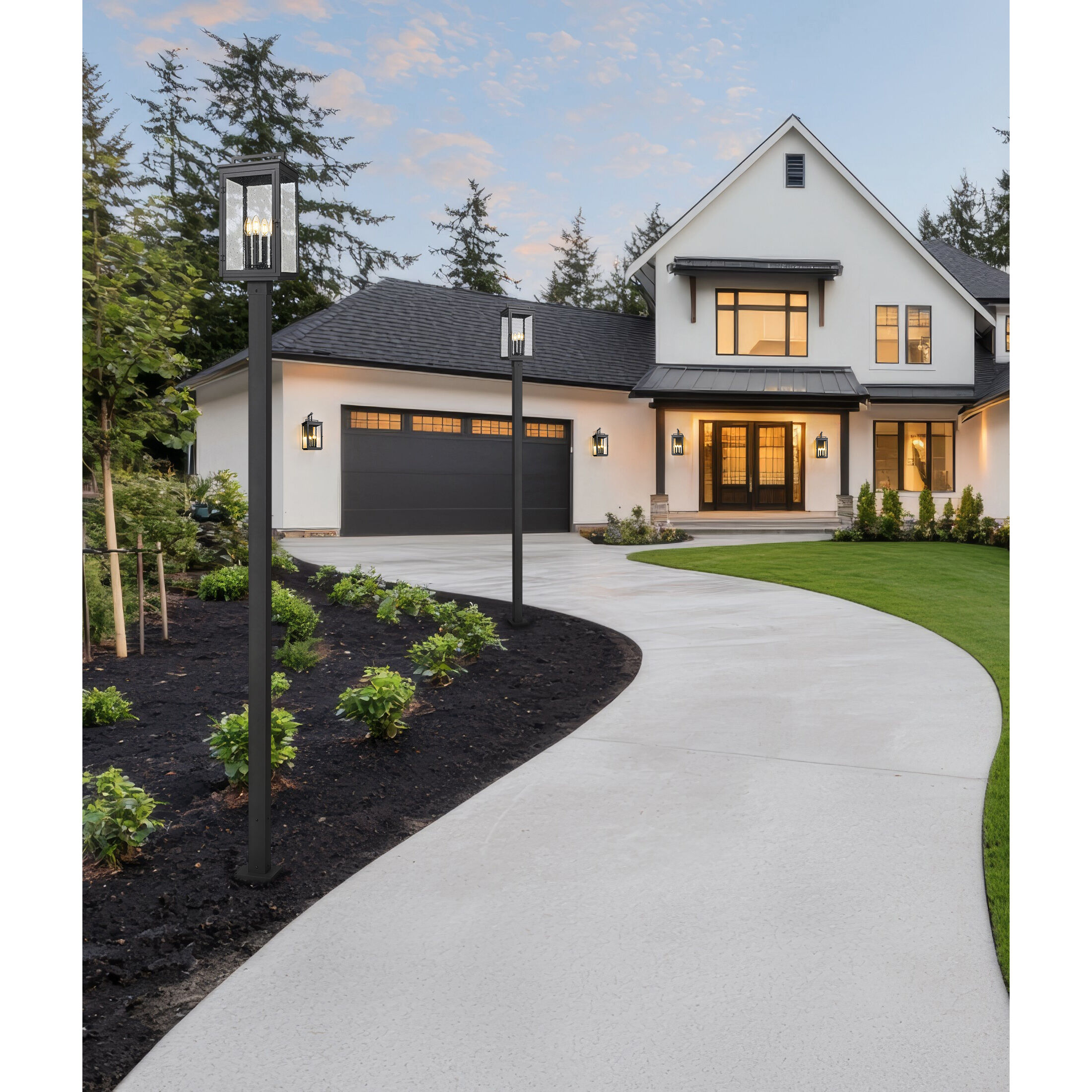 Hartwell 4 Light 115.25 inch Sand Black Outdoor Post Mounted Fixture