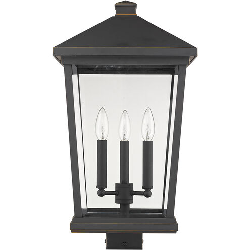 Beacon 3 Light 22.25 inch Oil Rubbed Bronze Outdoor Post Mount Fixture in 15