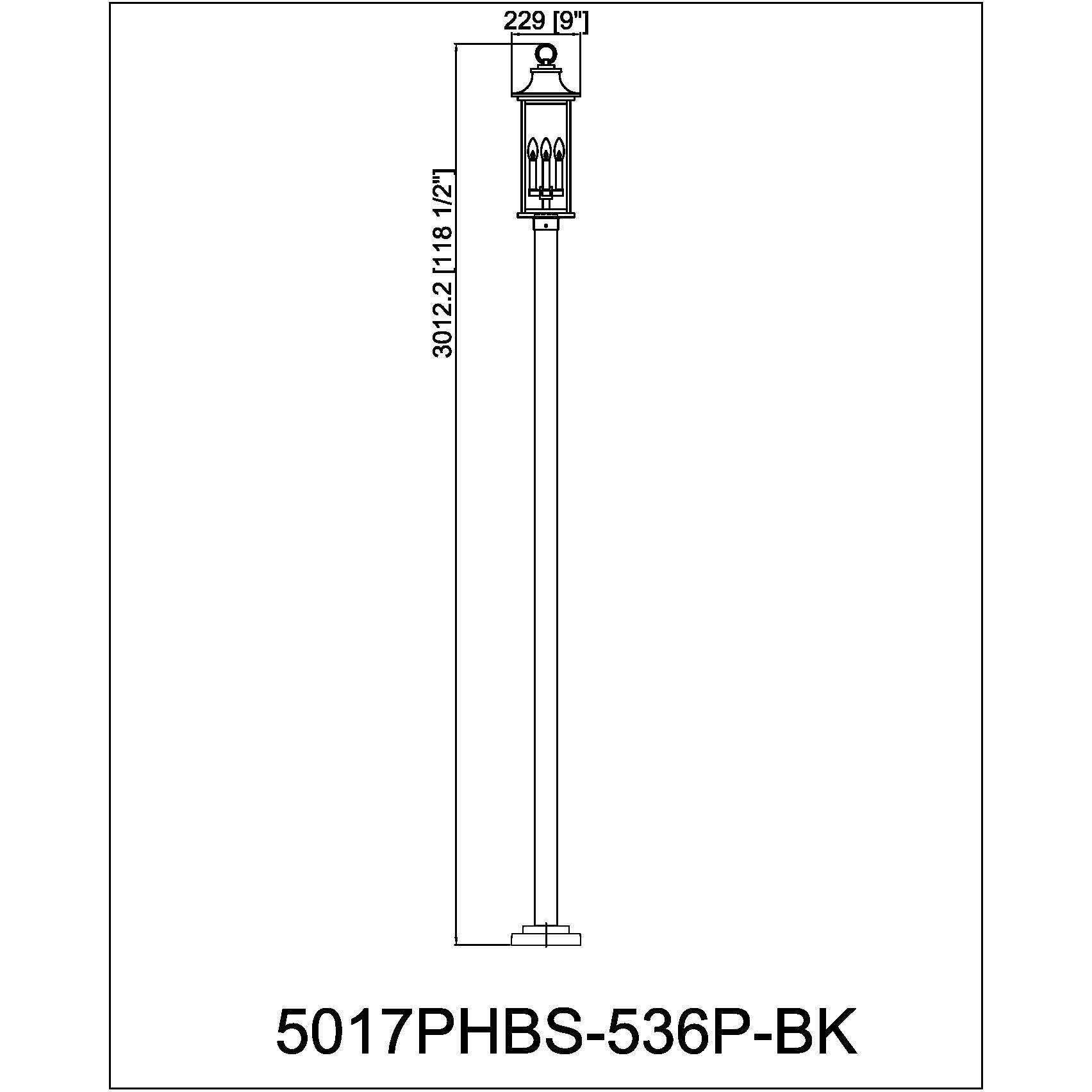 Tiberius 4 Light 118.5 inch Black Outdoor Post Mounted Fixture in Clear Seedy Glass