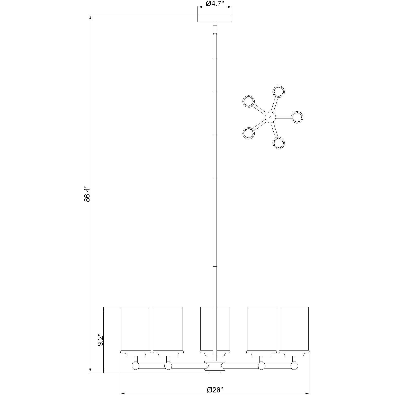 Thayer 5 Light 26 inch Brushed Nickel Chandelier Ceiling Light