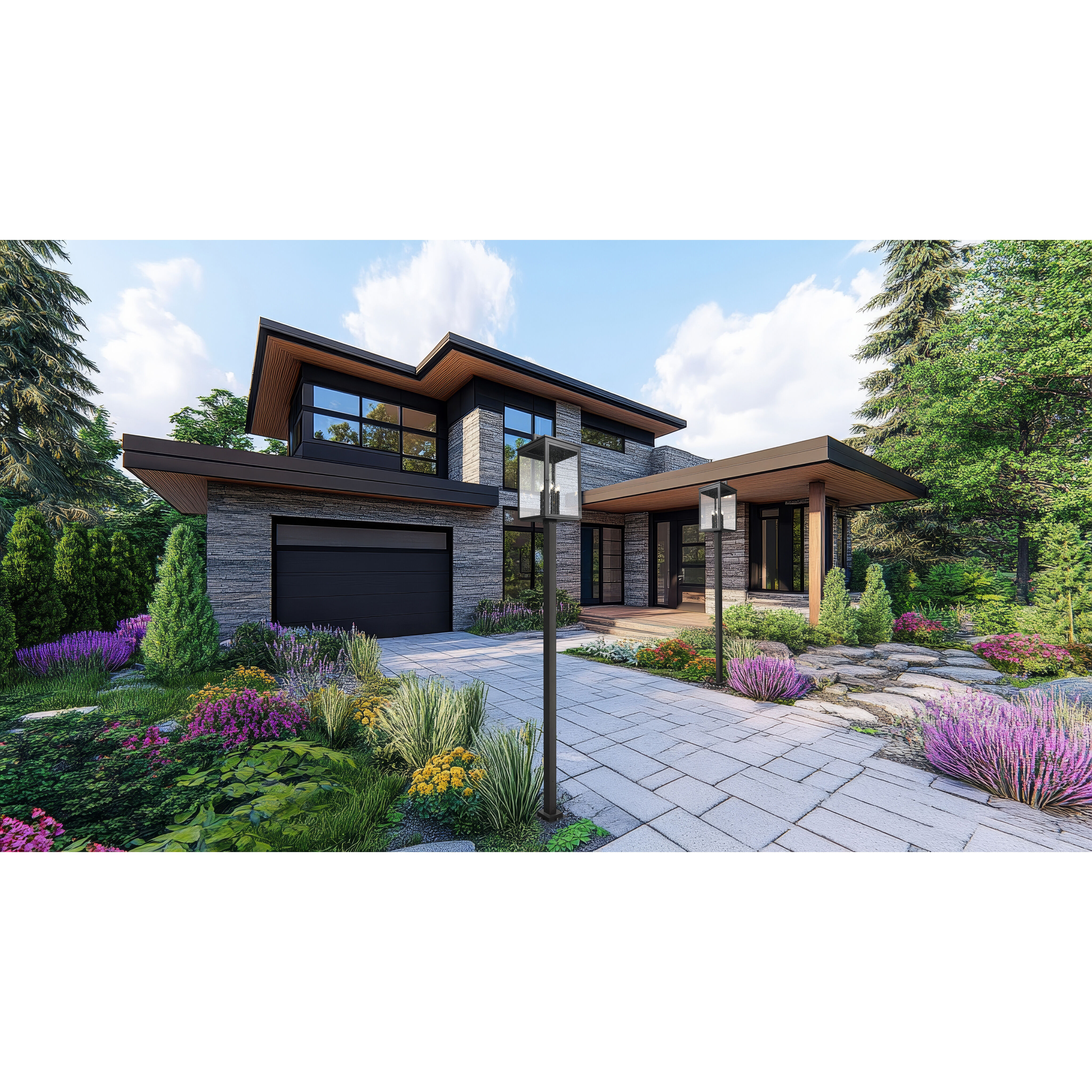 Hartwell 6 Light 125.5 inch Sand Black Outdoor Post Mounted Fixture