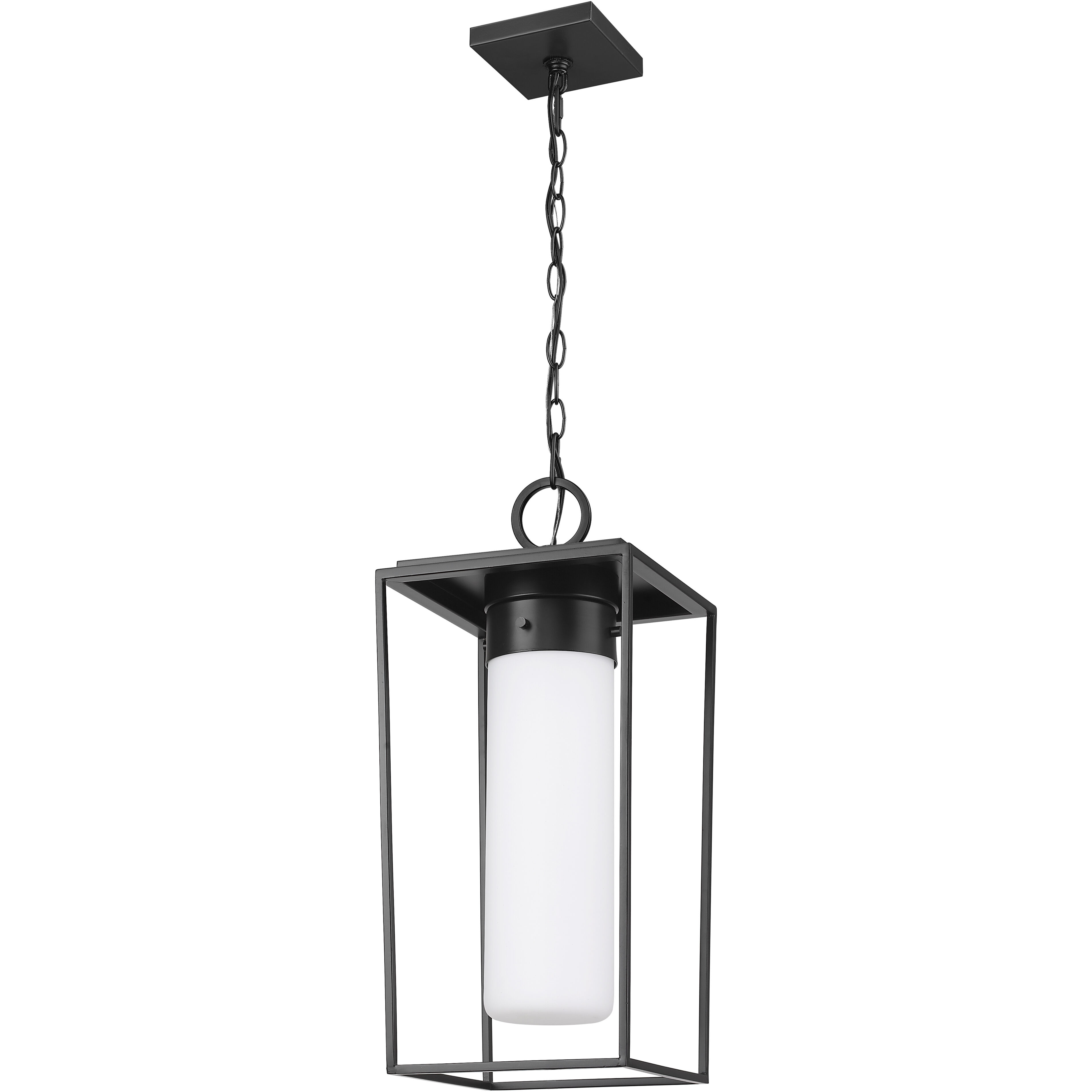 Sheridan 1 Light 10 inch Black Outdoor Chain Mount Ceiling Fixture in White Opal Glass