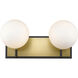 Parsons 2 Light 16 inch Matte Black and Olde Brass Vanity Wall Light