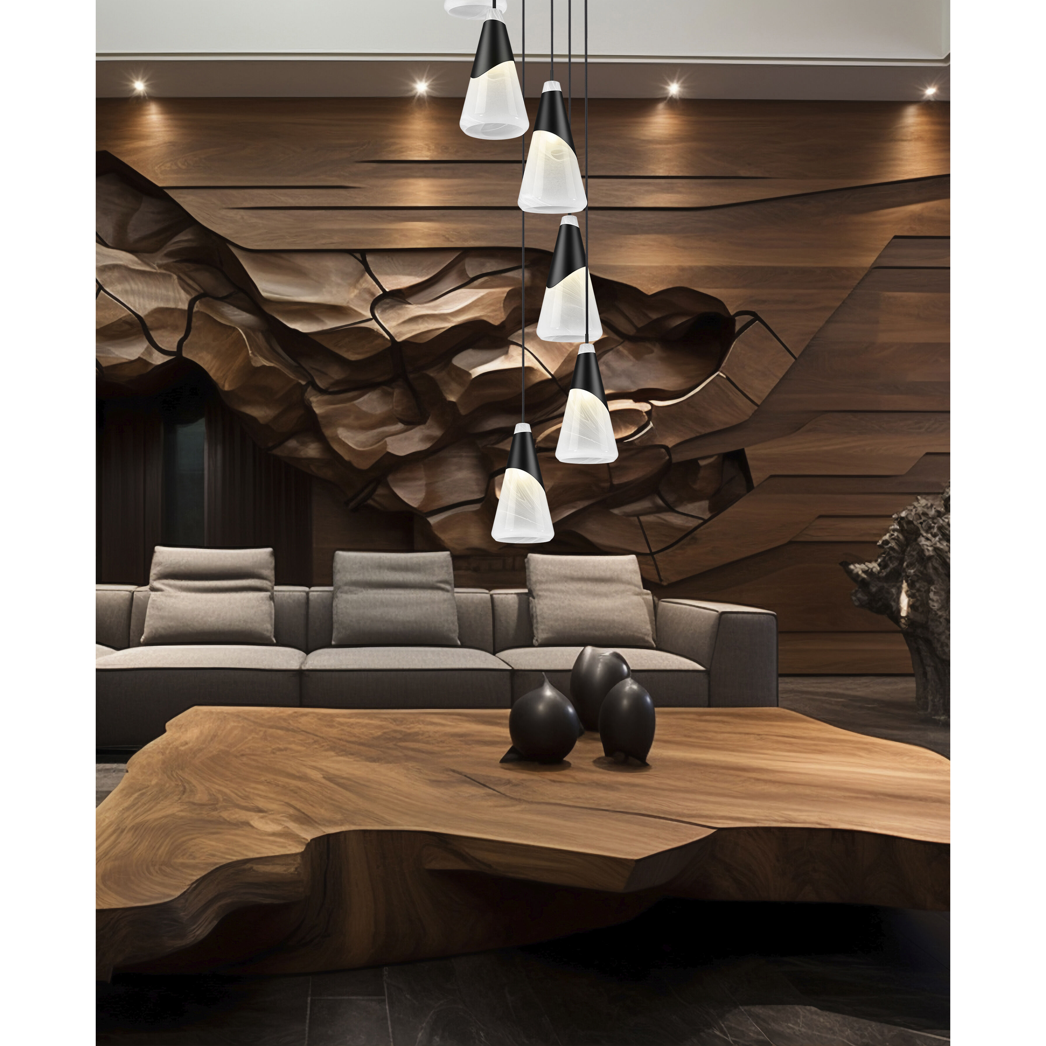 Aimie 7 Light 18 inch Matte Black Chandelier Ceiling Light