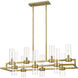 Datus 10 Light 42.5 inch Rubbed Brass Linear Chandelier Ceiling Light