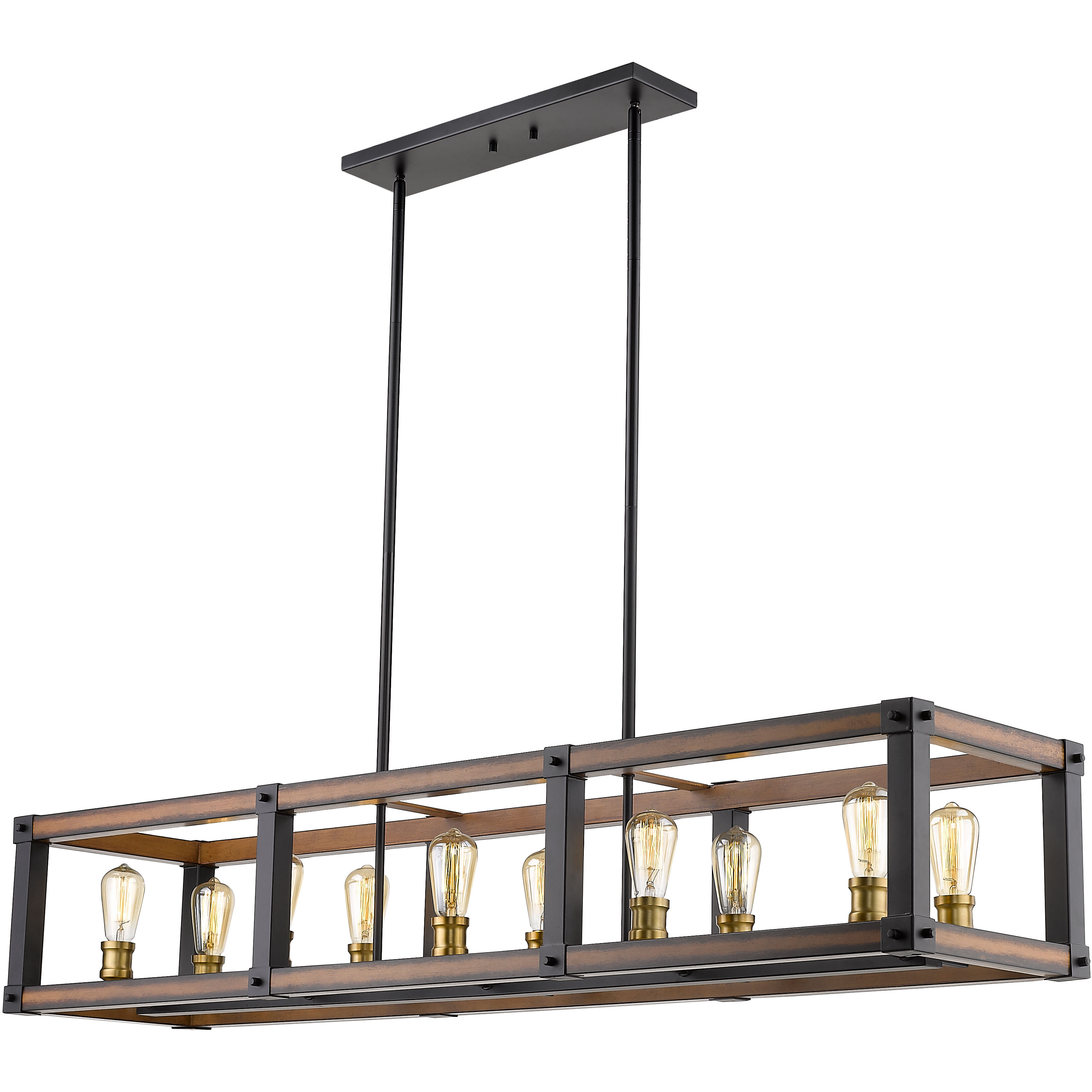 Kirkland 10 Light 56 inch Rustic Mahogany Linear Chandelier Ceiling Light