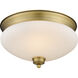 Amon 2 Light 13 inch Heritage Brass Flush Mount Ceiling Light