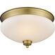 Amon 2 Light 13 inch Heritage Brass Flush Mount Ceiling Light in 3.5