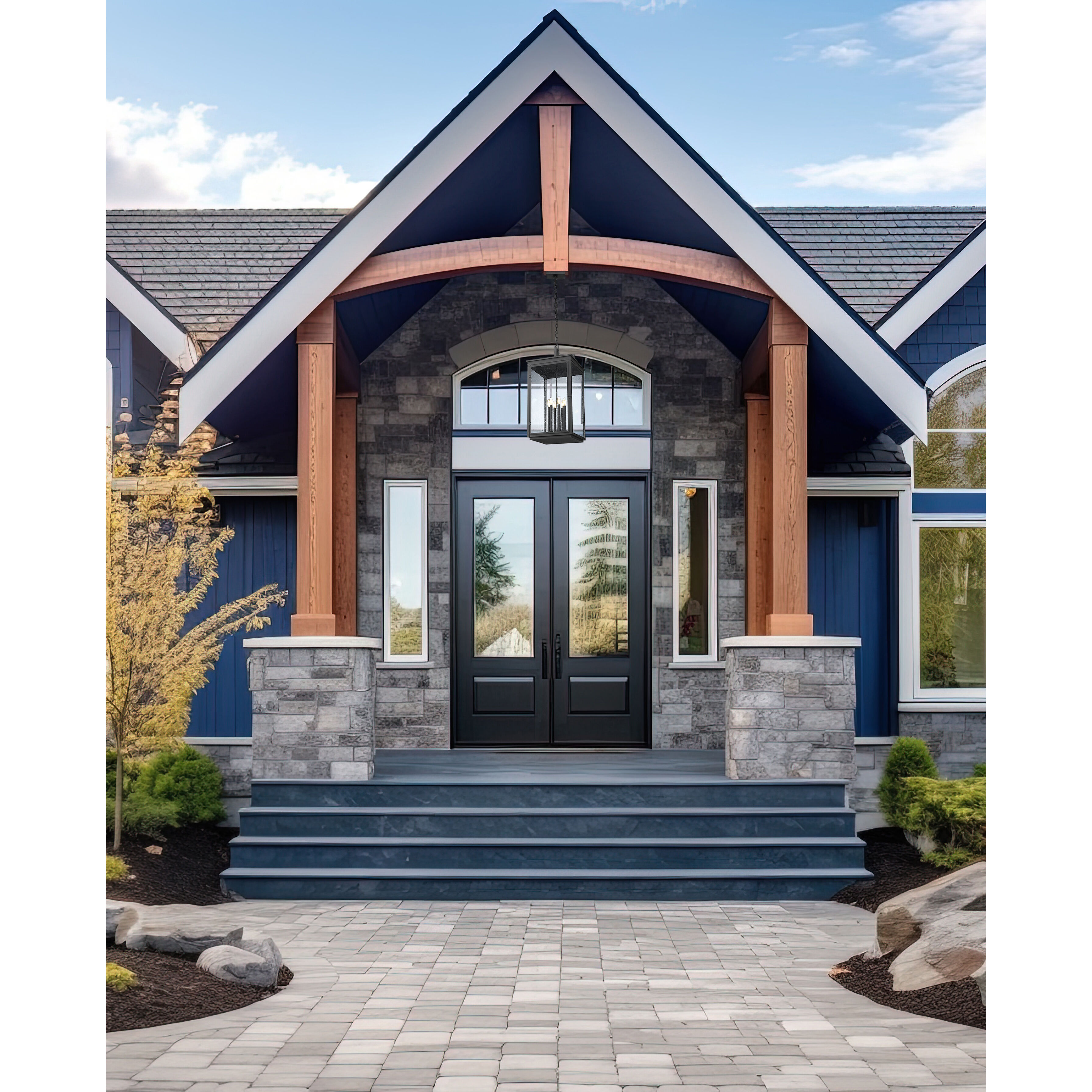 Hartwell 6 Light 15 inch Sand Black Outdoor Chain Mount Ceiling Fixture