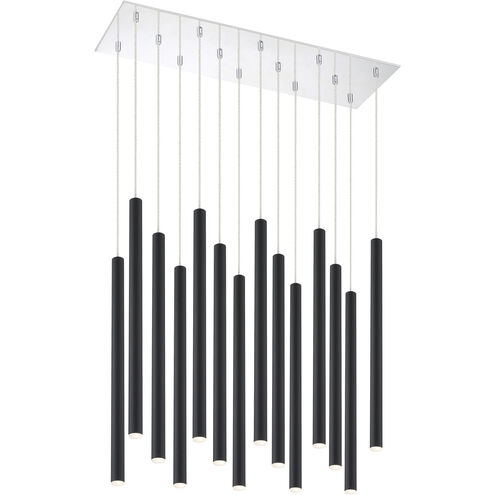 Forest LED 9.75 inch Chrome Chandelier Ceiling Light in 51, Matte Black Steel, 14