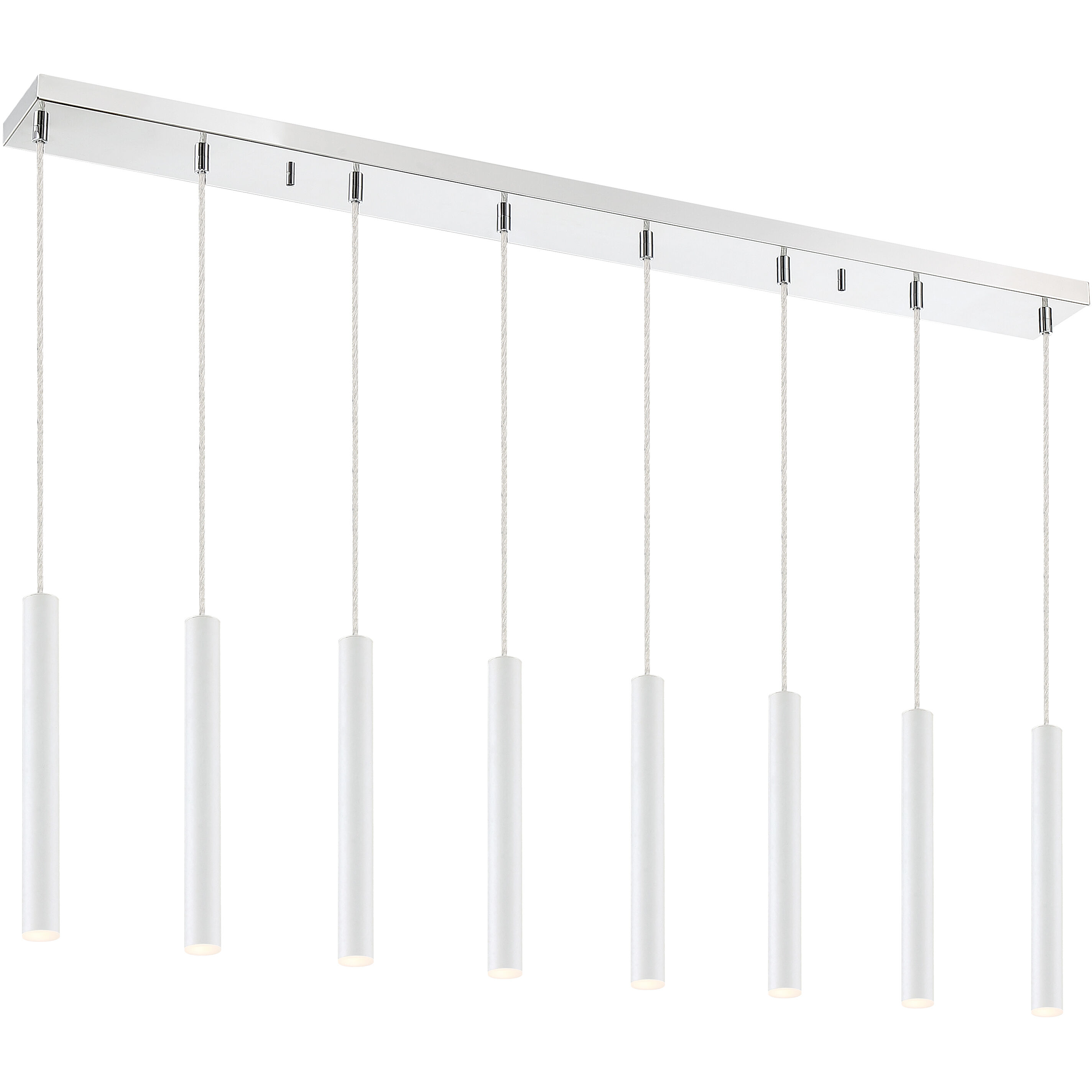 Forest LED 44.25 inch Chrome Linear Chandelier Ceiling Light in 8, 22, Matte White Steel