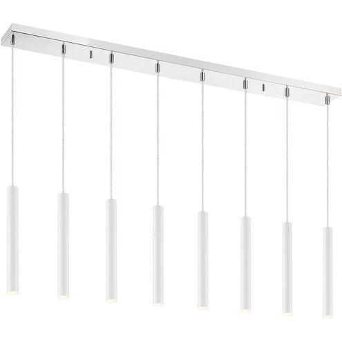 Forest LED 44.25 inch Chrome Linear Chandelier Ceiling Light in 8, 22, Matte White Steel