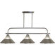 Annora 3 Light 52 inch Brushed Nickel Billiard Ceiling Light in 14.39, Clear Ribbed and Brushed Nickel Glass and Steel