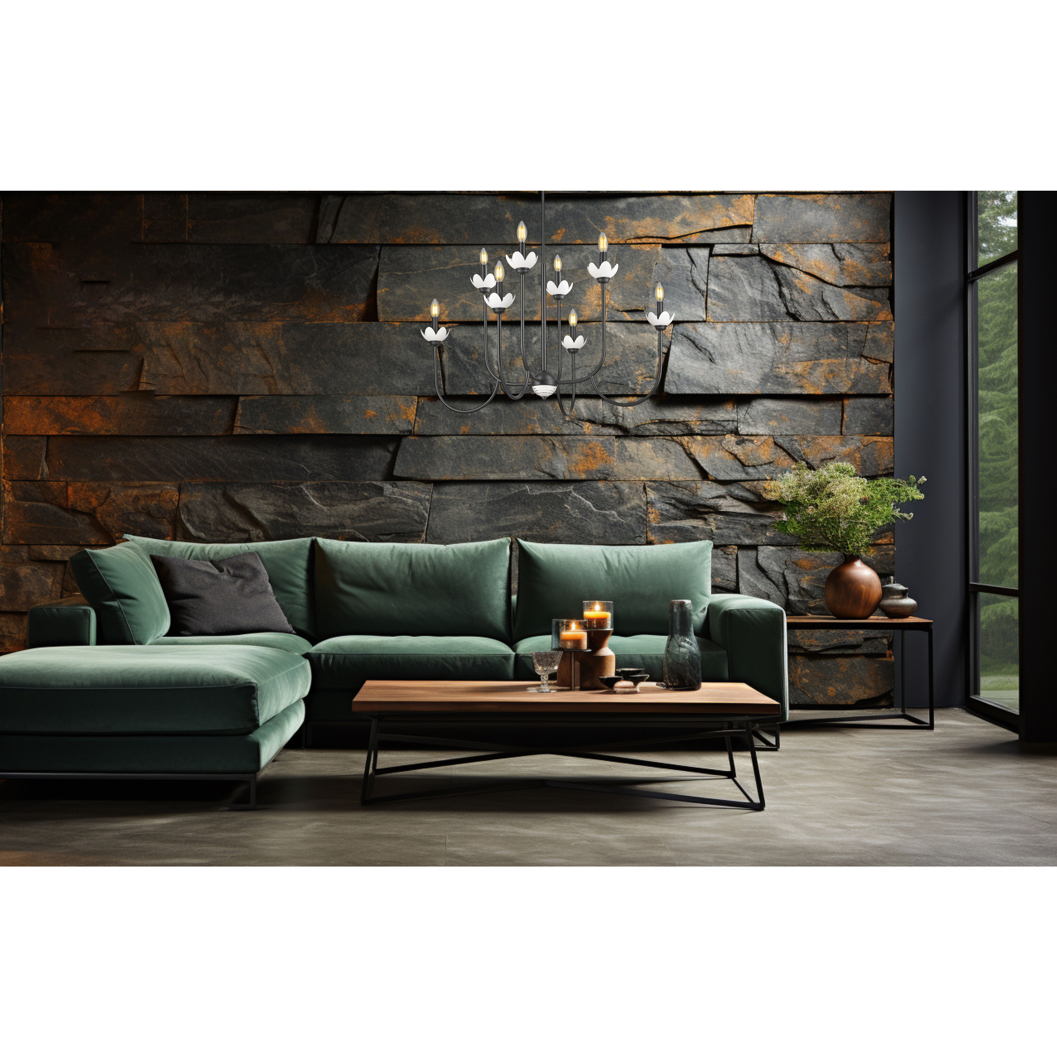 Allistair 8 Light 36 inch Matte Black Chandelier Ceiling Light