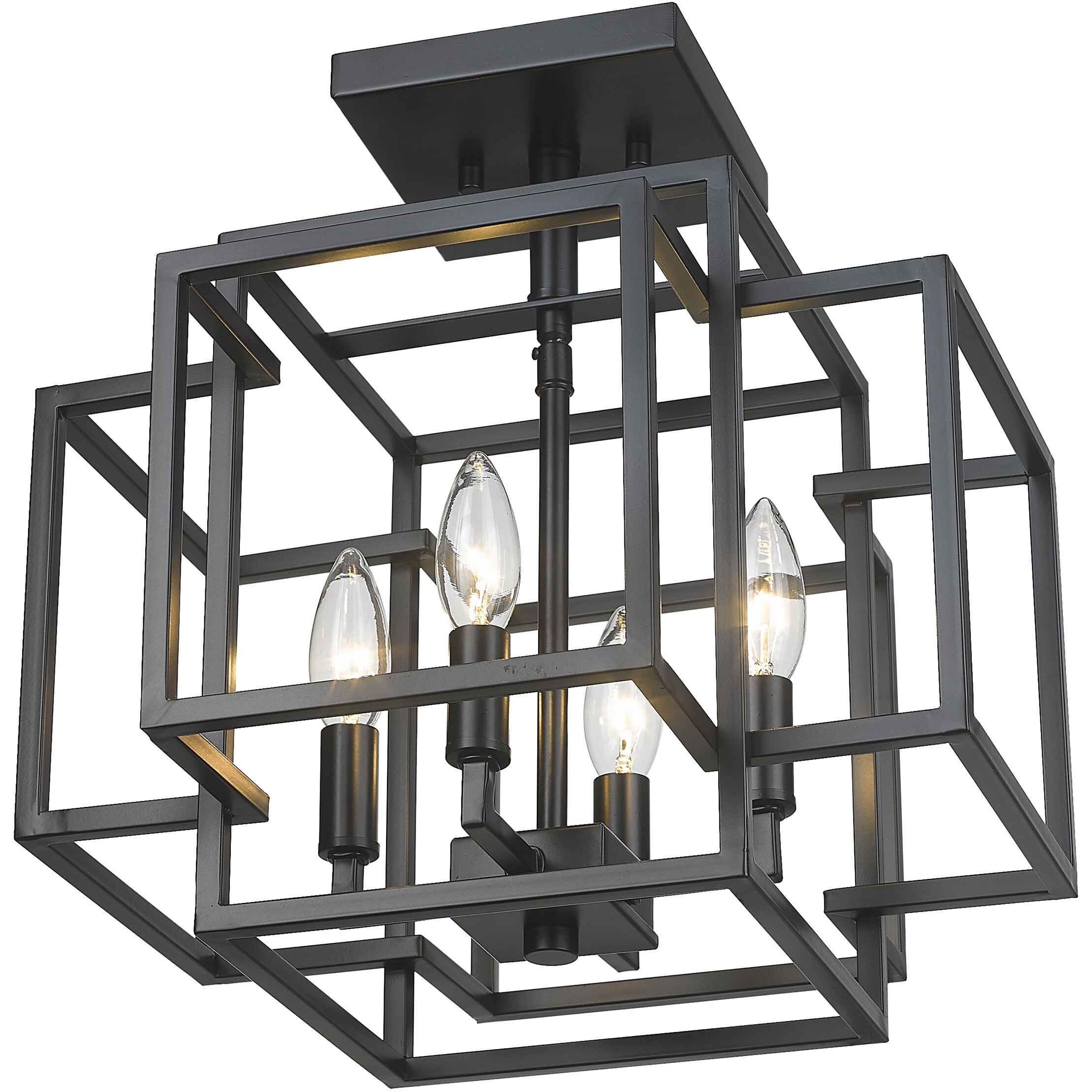 Titania 4 Light 14 inch Matte Black Semi Flush Mount Ceiling Light in 7