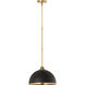 Landry 1 Light 14 inch Matte Black and Rubbed Brass Pendant Ceiling Light