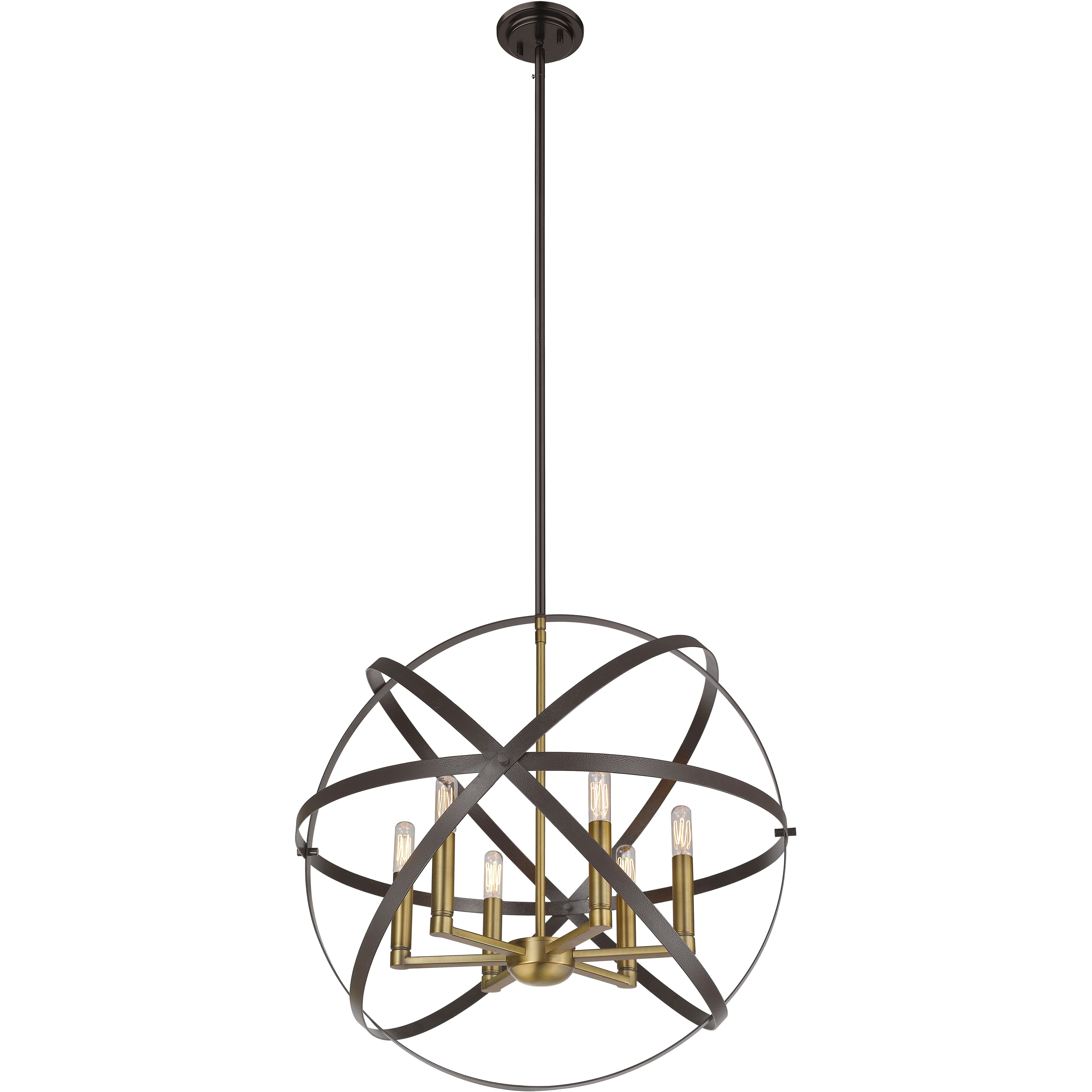 Cavallo 6 Light 24 inch Hammered Bronze and Olde Brass Chandelier Ceiling Light