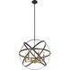 Cavallo 6 Light 24 inch Hammered Bronze and Olde Brass Chandelier Ceiling Light