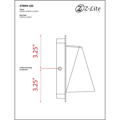 Obelisk LED 6.25 inch White Outdoor Wall Light