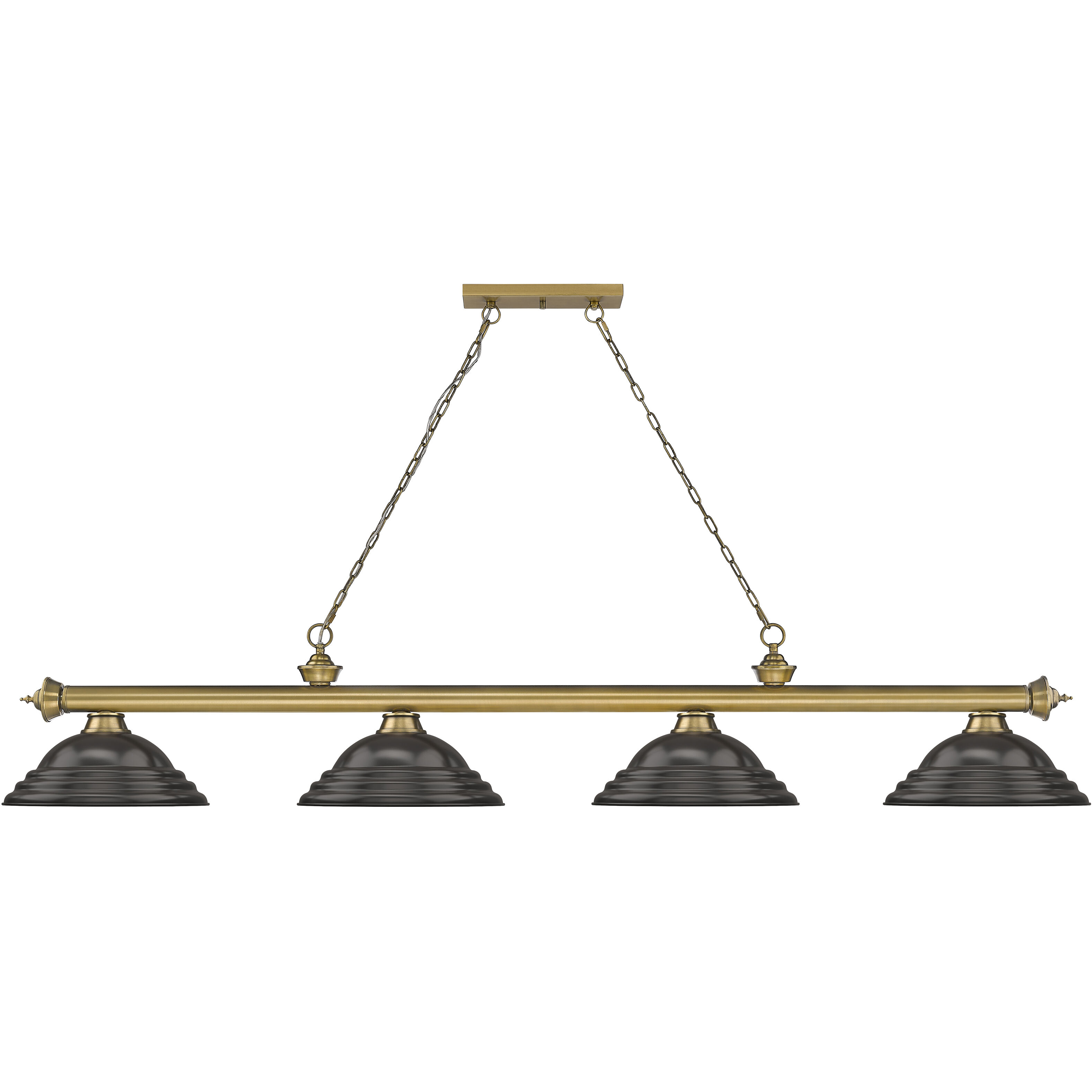 Cordon 4 Light 81.75 inch Rubbed Brass Billiard Ceiling Light in Bronze Steel