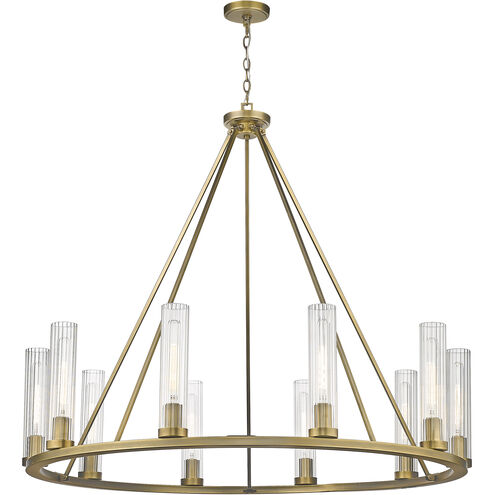 Beau 10 Light 46 inch Rubbed Brass Chandelier Ceiling Light