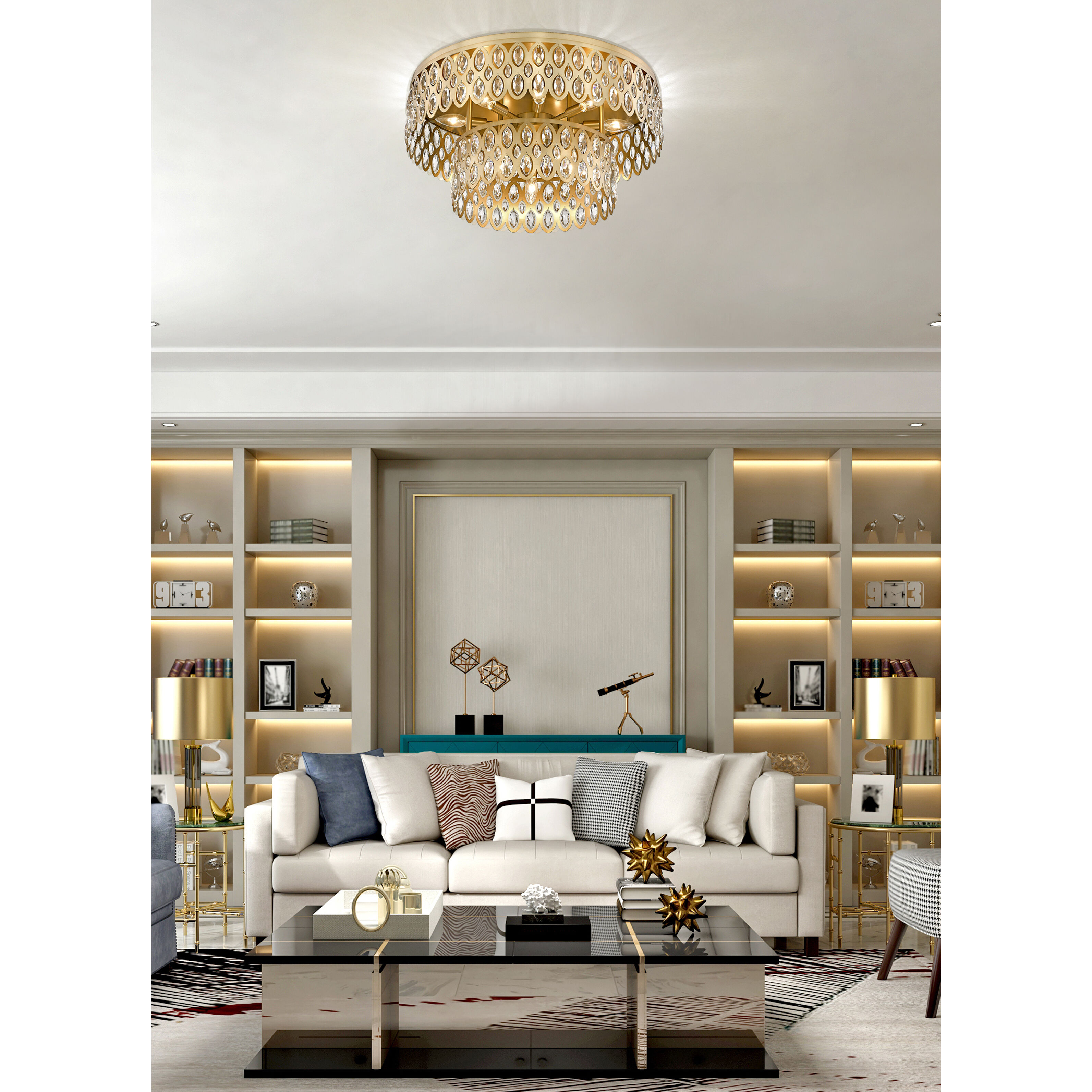 Dealey 12 Light 24 inch Heirloom Brass Flush Mount Ceiling Light