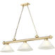 Cordon 3 Light 57.25 inch Heritage Brass Billiard Ceiling Light in White Linen Glass