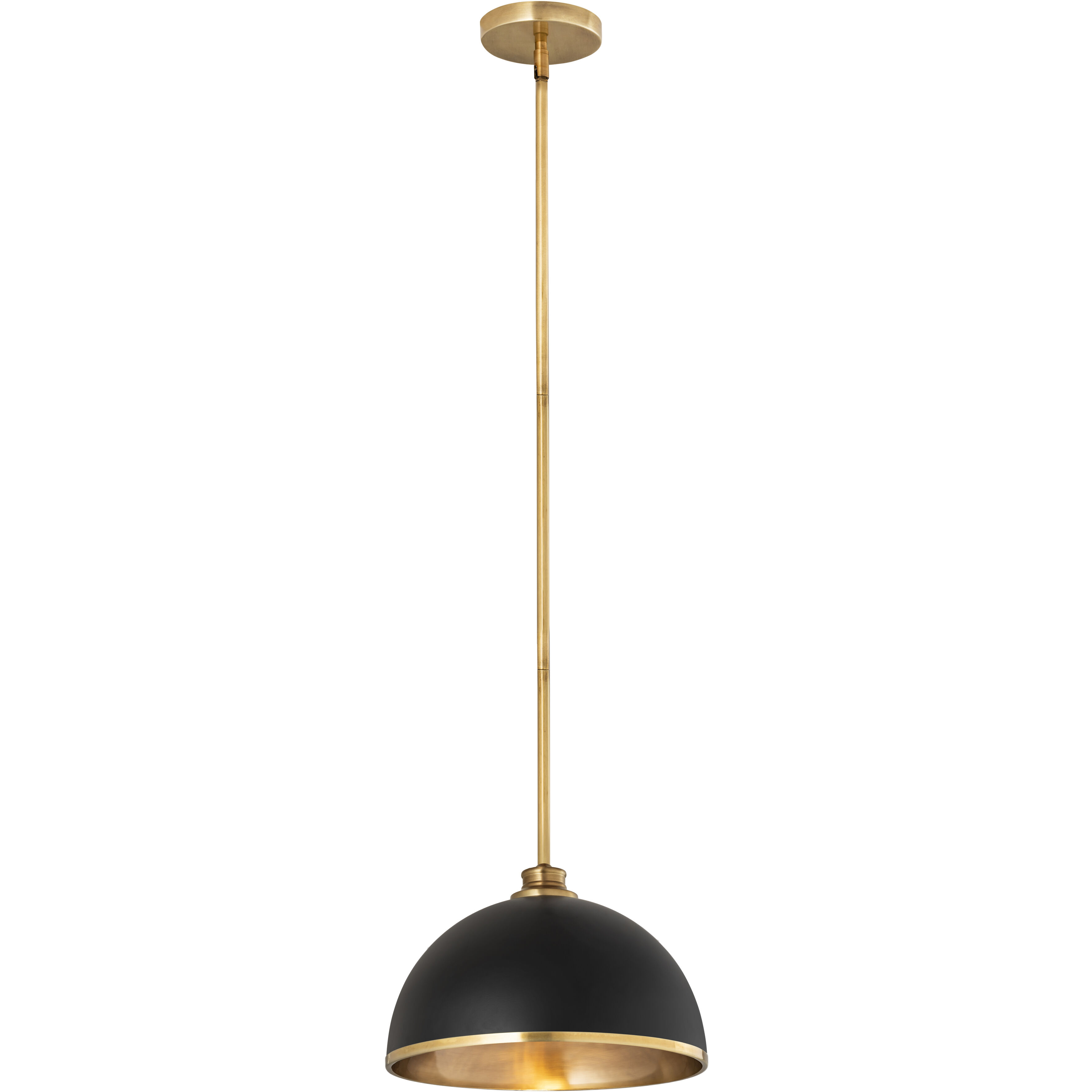 Landry 1 Light 14 inch Matte Black and Rubbed Brass Pendant Ceiling Light