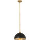 Landry 1 Light 14 inch Matte Black and Rubbed Brass Pendant Ceiling Light