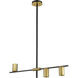 Calumet 3 Light 32 inch Matte Black and Olde Brass Linear Chandelier Ceiling Light