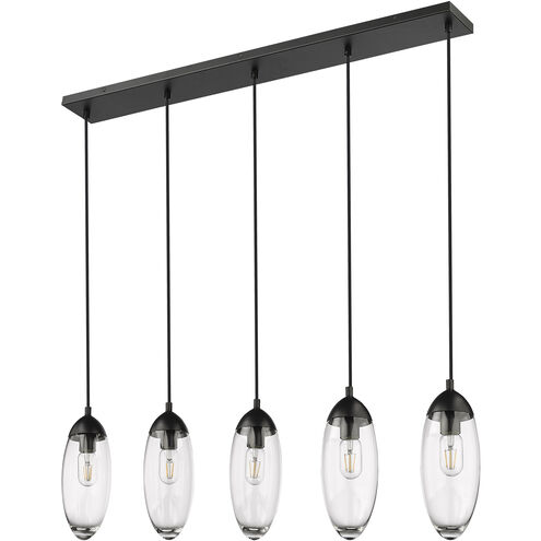 Arden 5 Light 42 inch Matte Black Linear Chandelier Ceiling Light