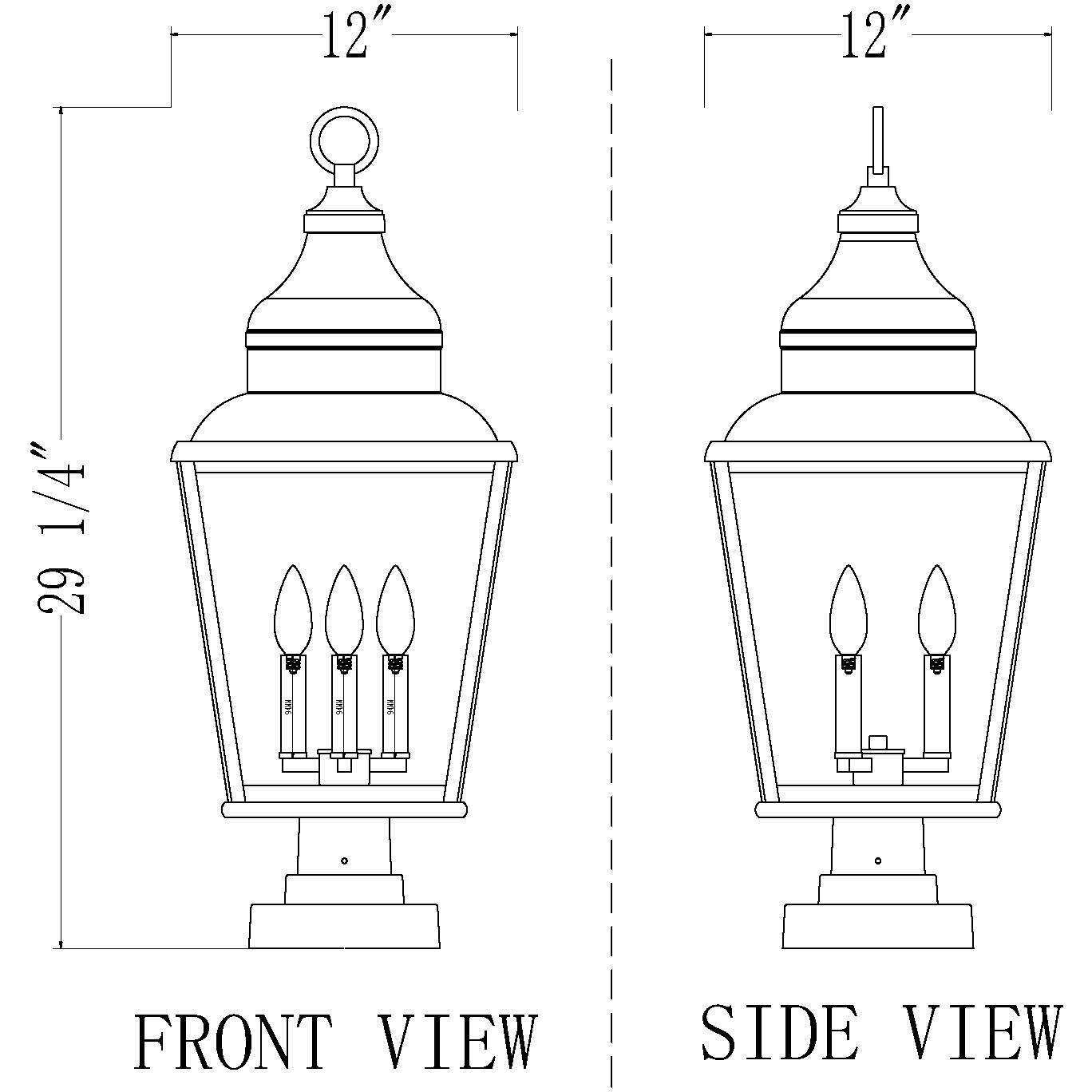 Raphael 3 Light 29.25 inch Sand Black Outdoor Pier Mounted Fixture in Soft Sand Black