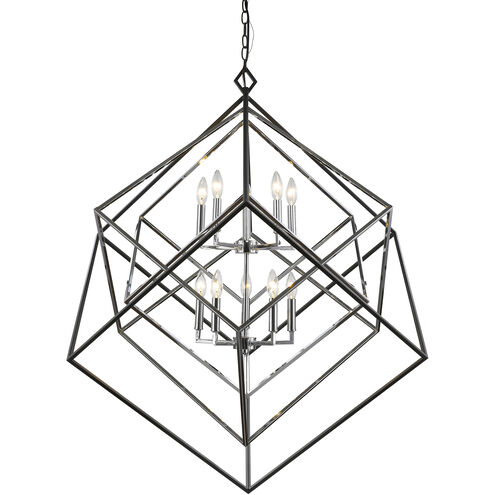 Euclid 10 Light 41.5 inch Chrome and Matte Black Chandelier Ceiling Light