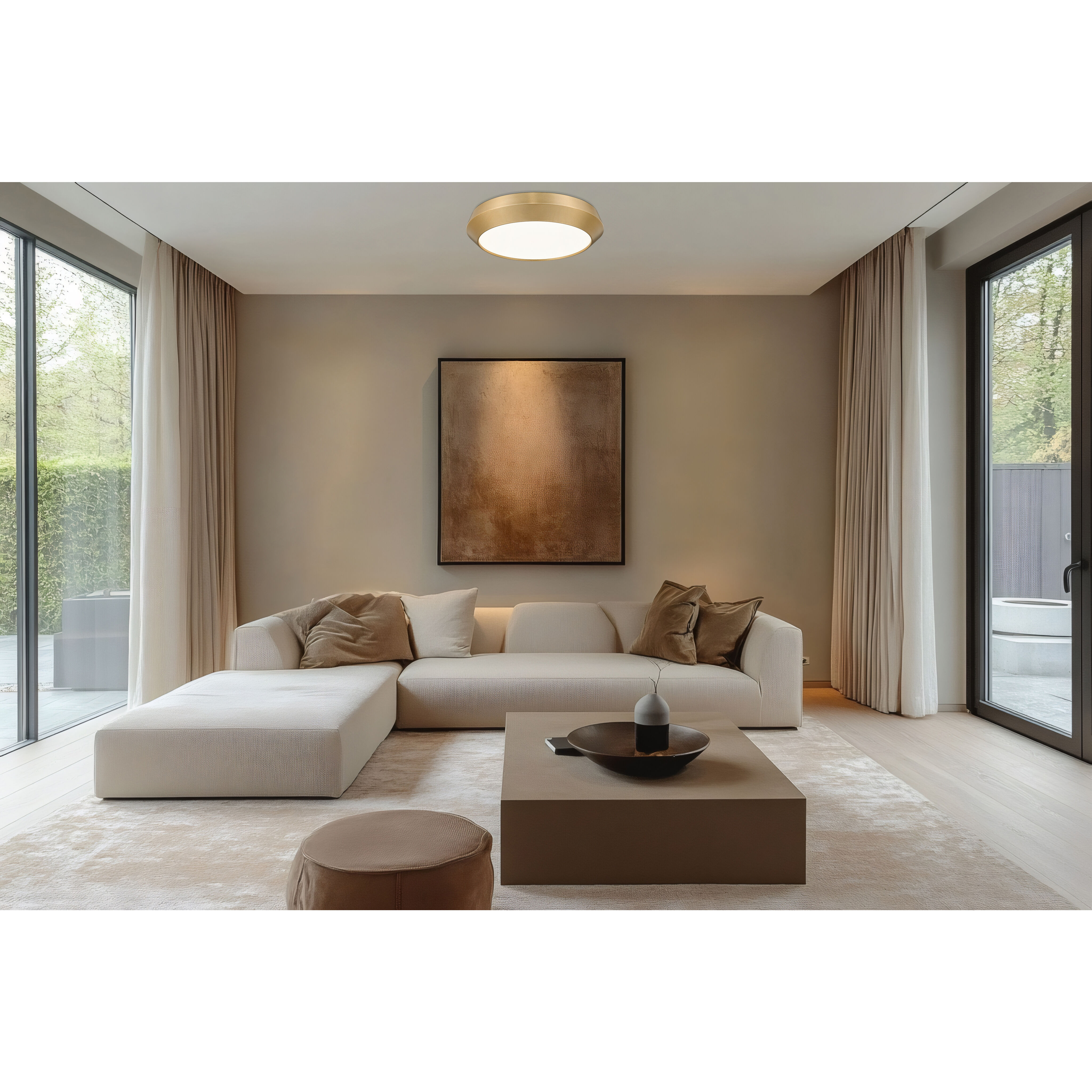 Quasars LED 16 inch Modern Gold Flush Mount Ceiling Light