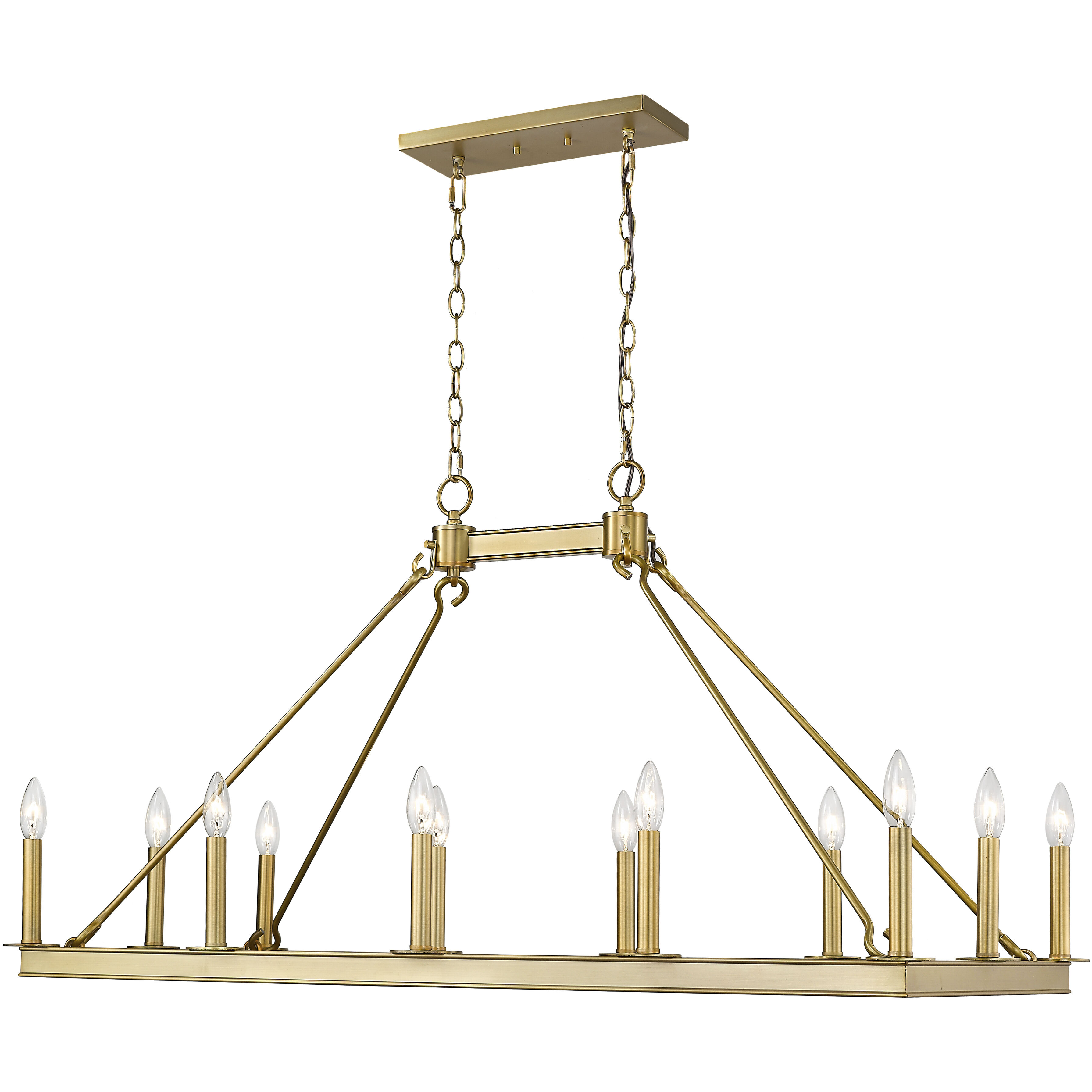 Barclay 12 Light 45 inch Olde Brass Linear Chandelier Ceiling Light