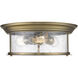 Sonna 3 Light 15.5 inch Heritage Brass Flush Mount Ceiling Light