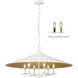 Rialto 6 Light 32 inch Matte White Pendant Ceiling Light in Matte White Outer,  Signature Rubbed Brass Inner