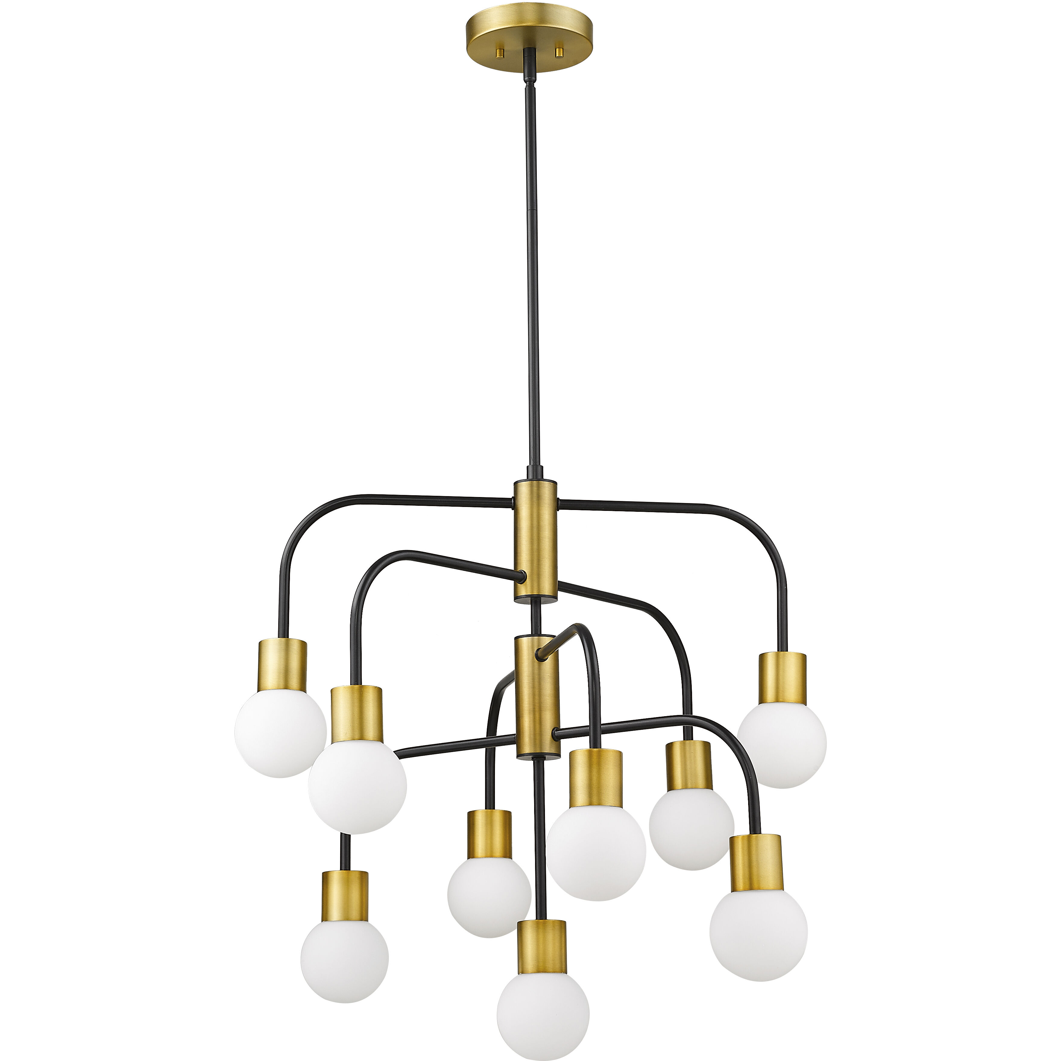 Neutra 9 Light 26.5 inch Matte Black and Foundry Brass Chandelier Ceiling Light