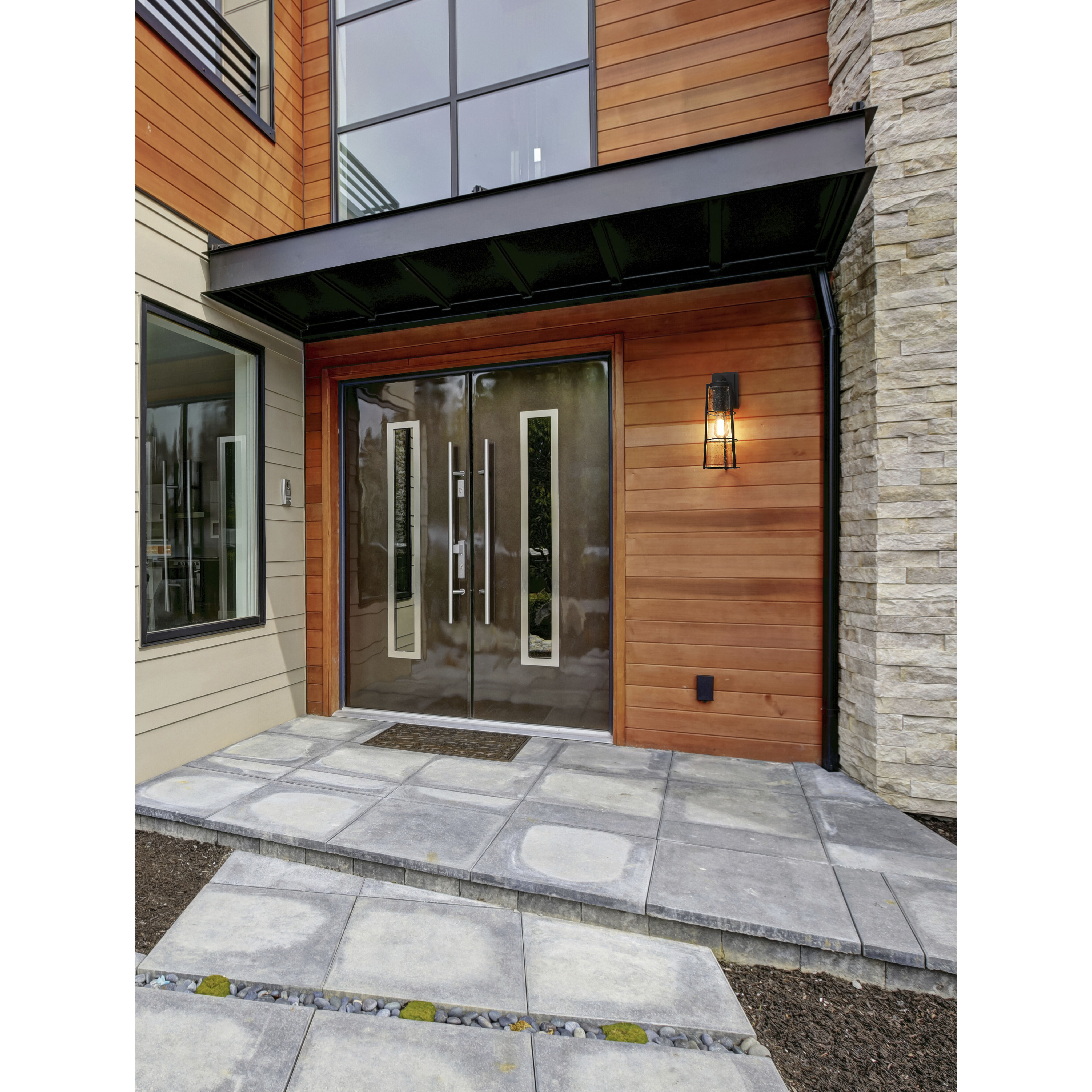 Helix 1 Light 17 inch Black Outdoor Wall Light