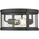 Roundhouse 3 Light 12 inch Black Outdoor Flush Mount