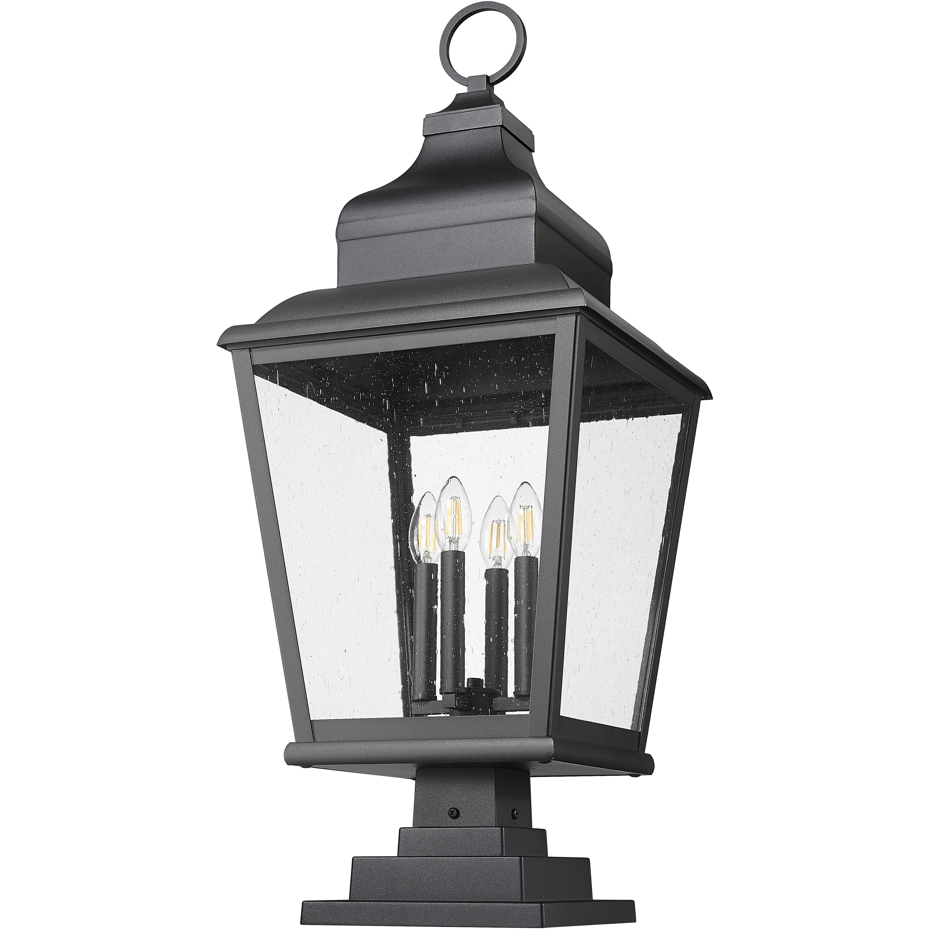 Raphael 4 Light 35 inch Sand Black Outdoor Pier Mounted Fixture in Soft Sand Black