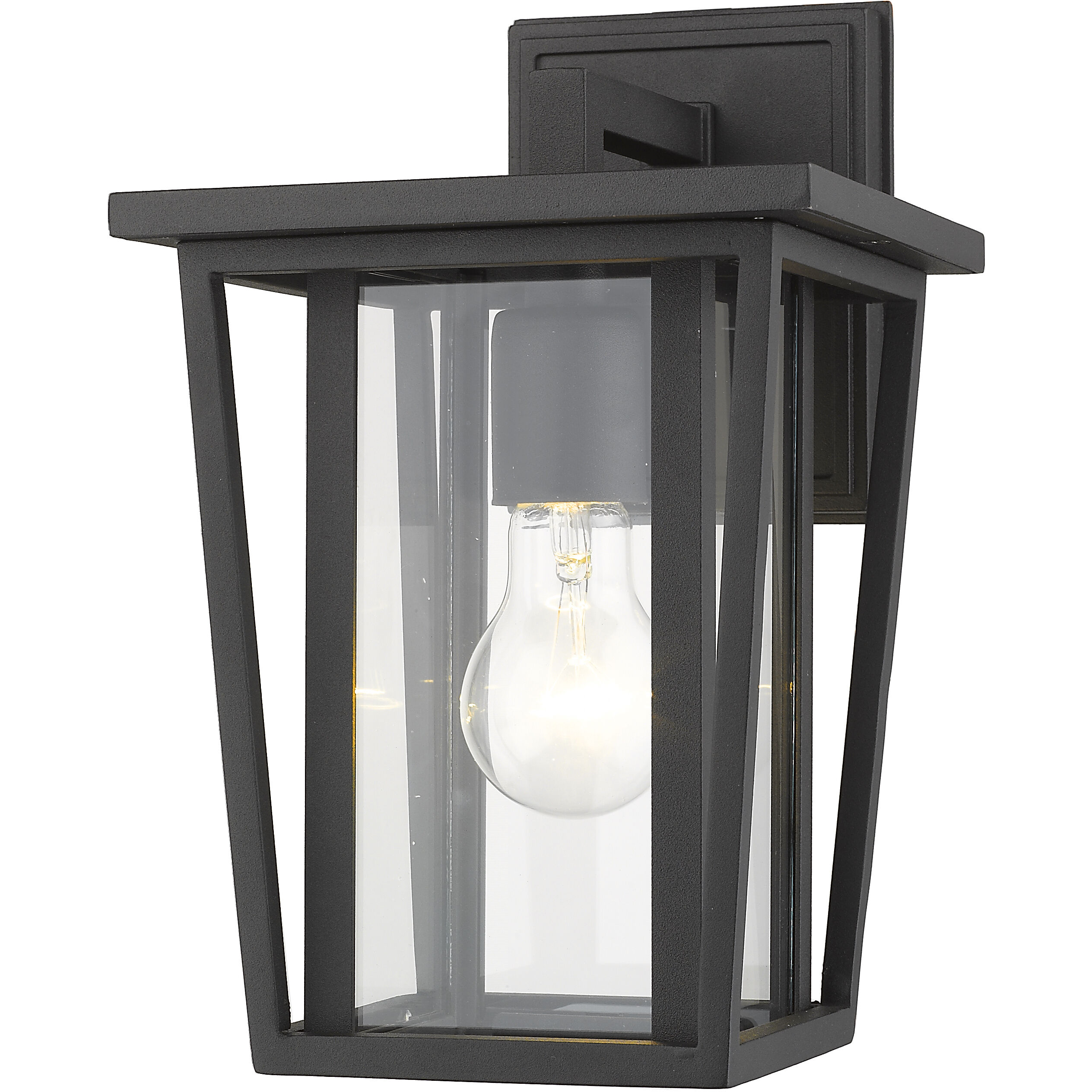 Seoul 1 Light 11.5 inch Black Outdoor Wall Light